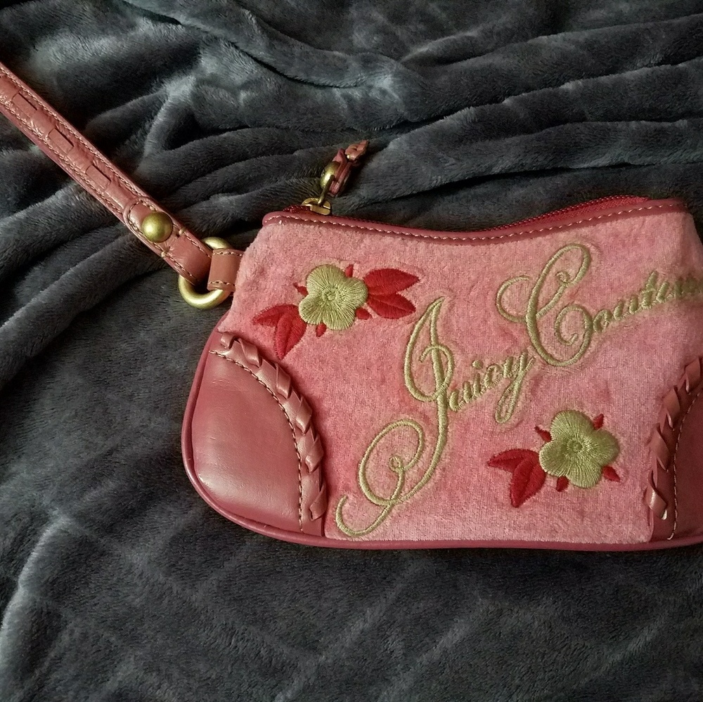 Juicy Couture pink velvet wristlet